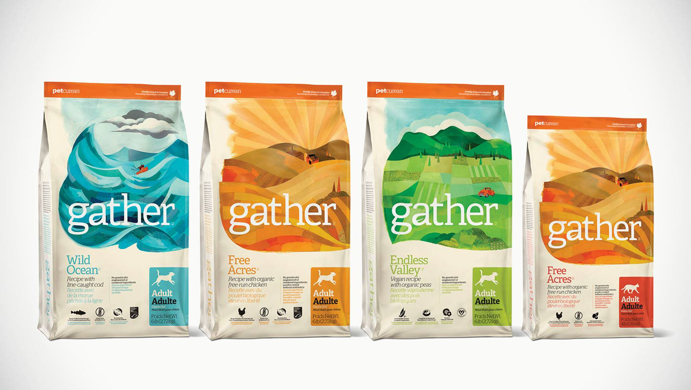 darren booth paint collage ILLUSTRATION  Packaging gather pet food organic packaging design Satellite Office
