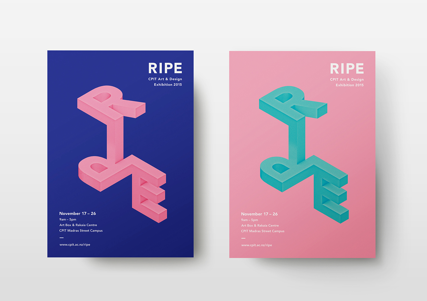 Ripe 2015 Exhibition  CPIT Christchurch 3D Type escher posters catalog New Zealand poster