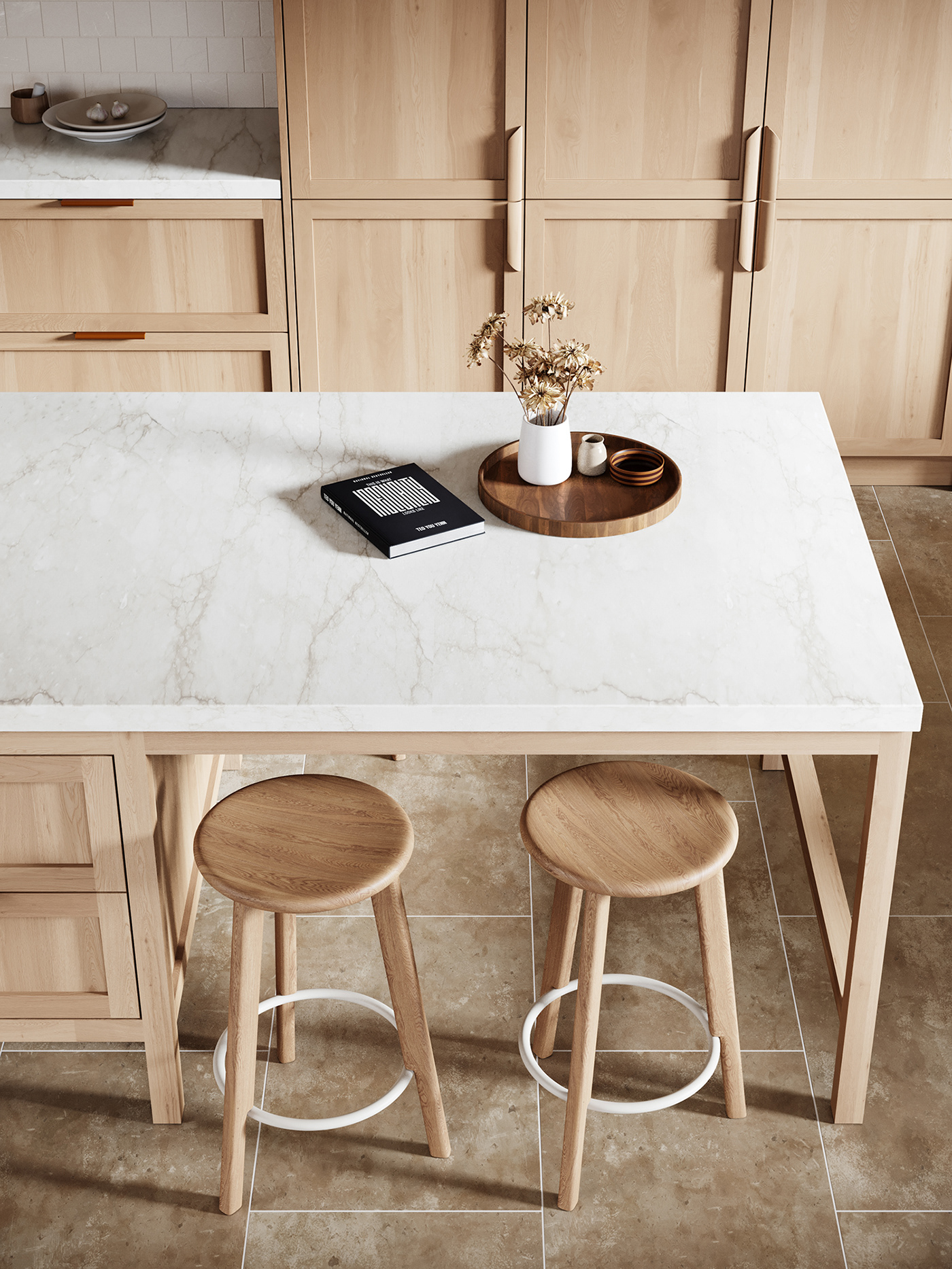 dining room interior design  wood modern corona CGI archviz furniture kitchen Marble