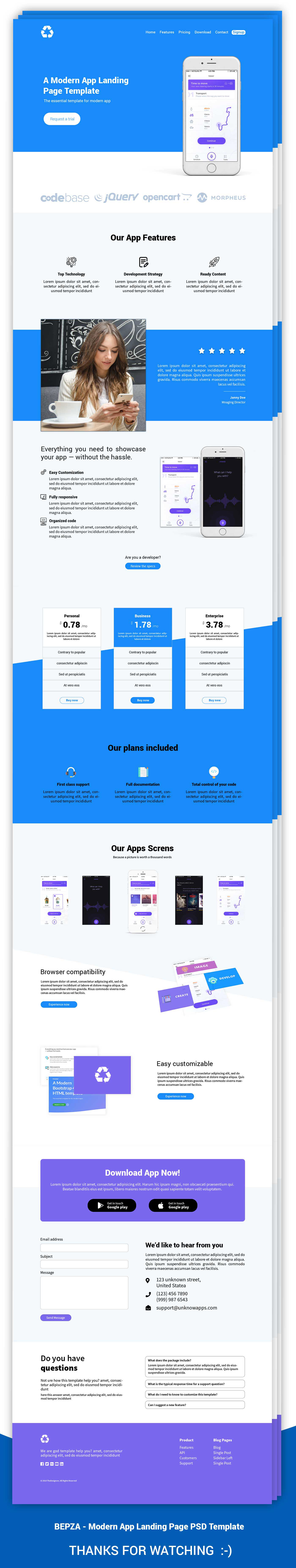 Adobe Photoshop landing page App Landing Page Free psd template Free Template Download landing page psd psd template