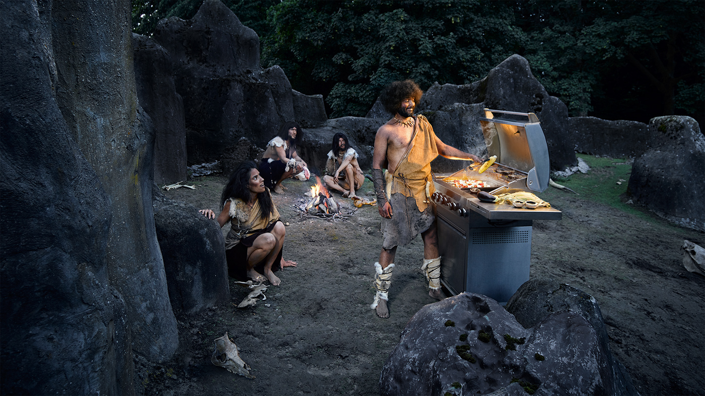 Advertising  BBQ behind the scenes campaign cavemen monks Photography 