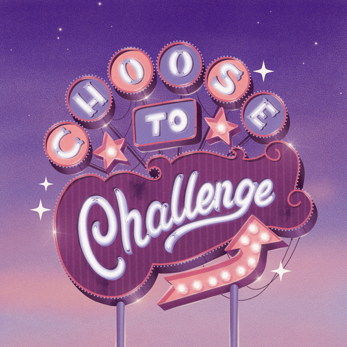"Choose to challenge" Retro Sign lettering in Procreate