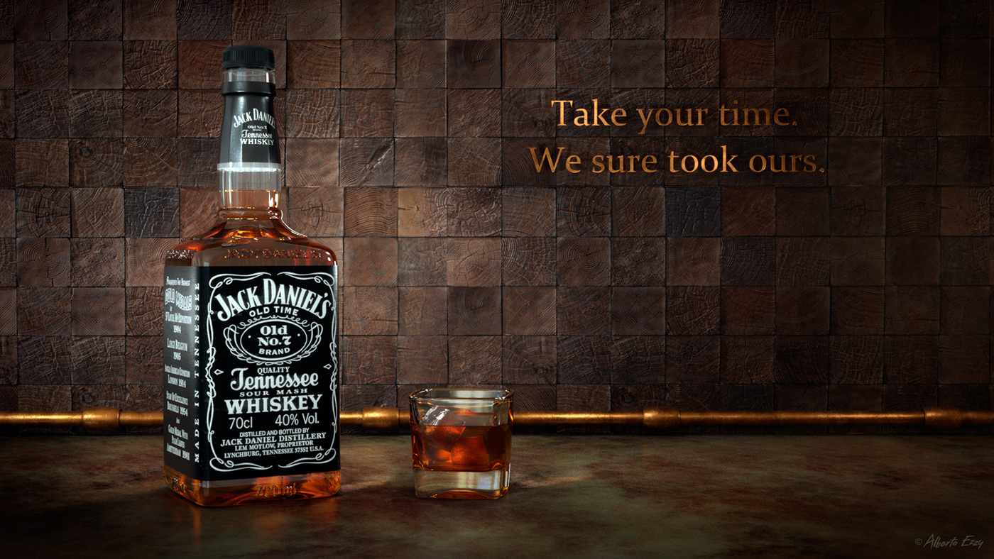 jack daniels CGI 3D bottle glass Whiskey modo