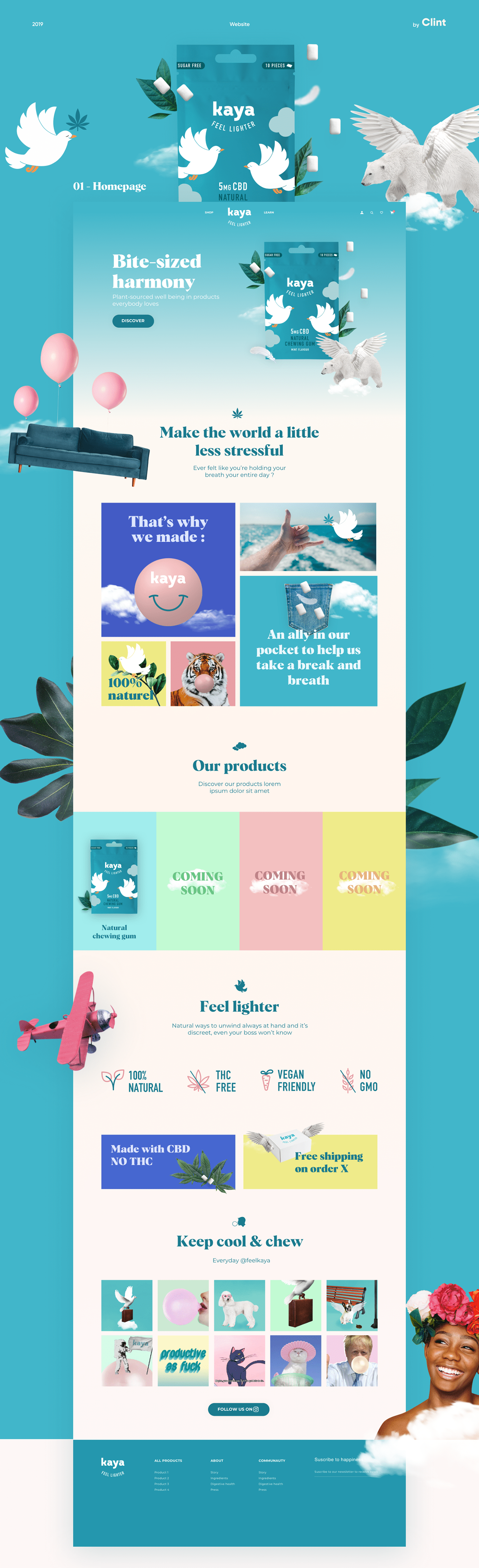 brand branding  chewing gum collage design healthy KAYA landing page Natural products Website