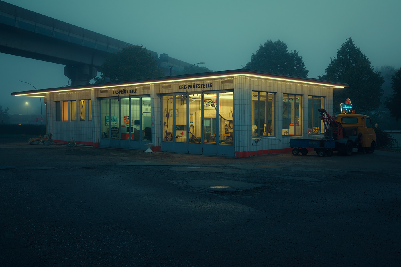 cityscapes fog habour hamburg lights mist mood petrol station Photography  twilight