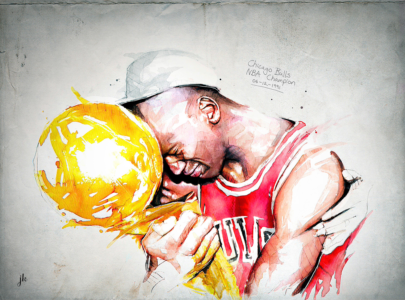 chicago bulls NBA Basketball basketball art Nike sport art watercolour ink  jeremy kyle artist CMYKyles Sports Campaign Michael Jordan