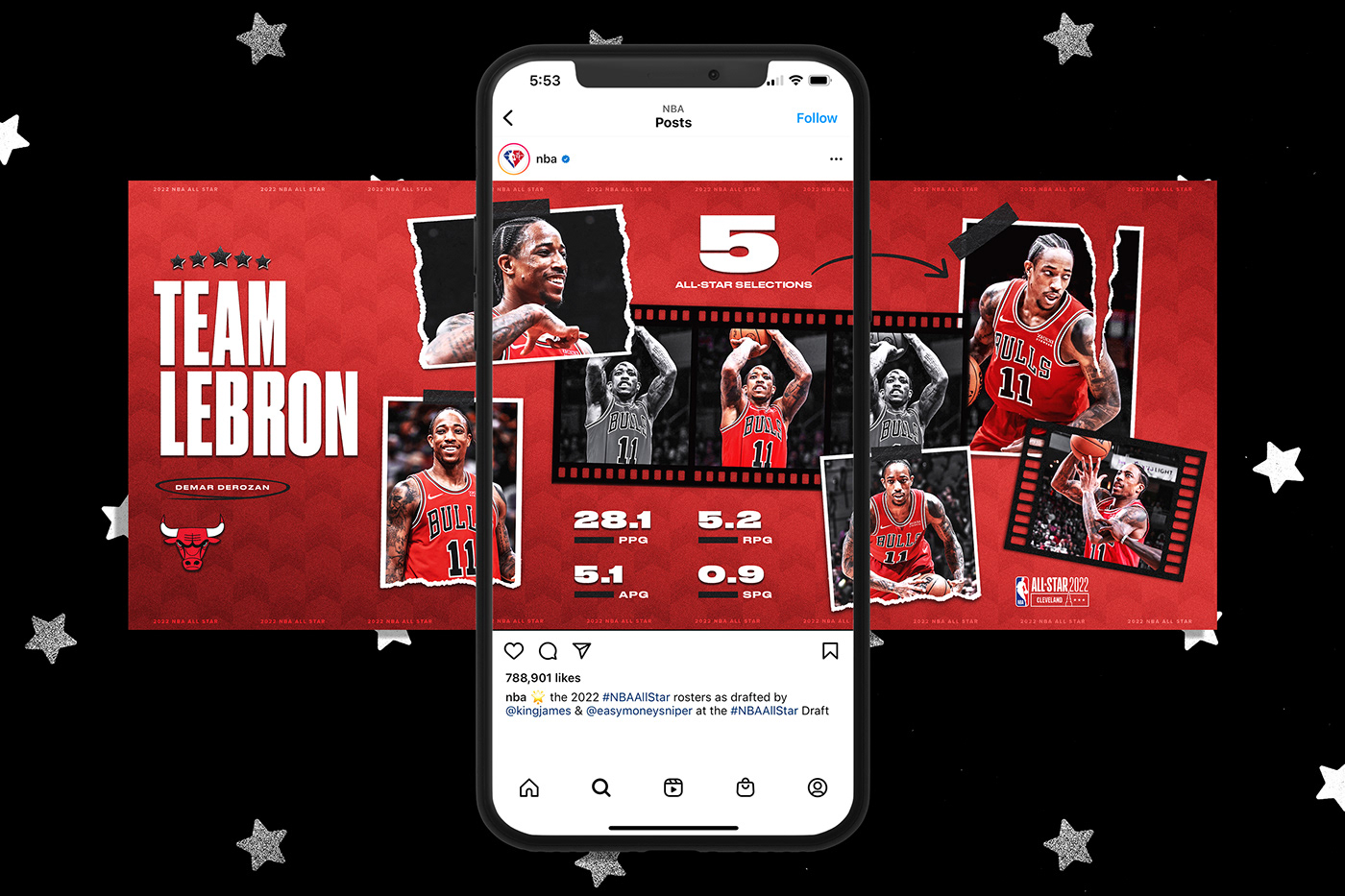 basketball carousel instagram instagram carousel NBA SMSports social media Sports Design uiux all star game