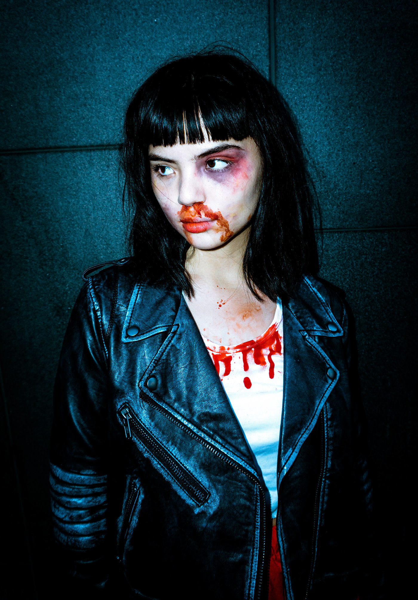 blood Fighter bad girl woman portraits strong biker photo shoot Flash attitude