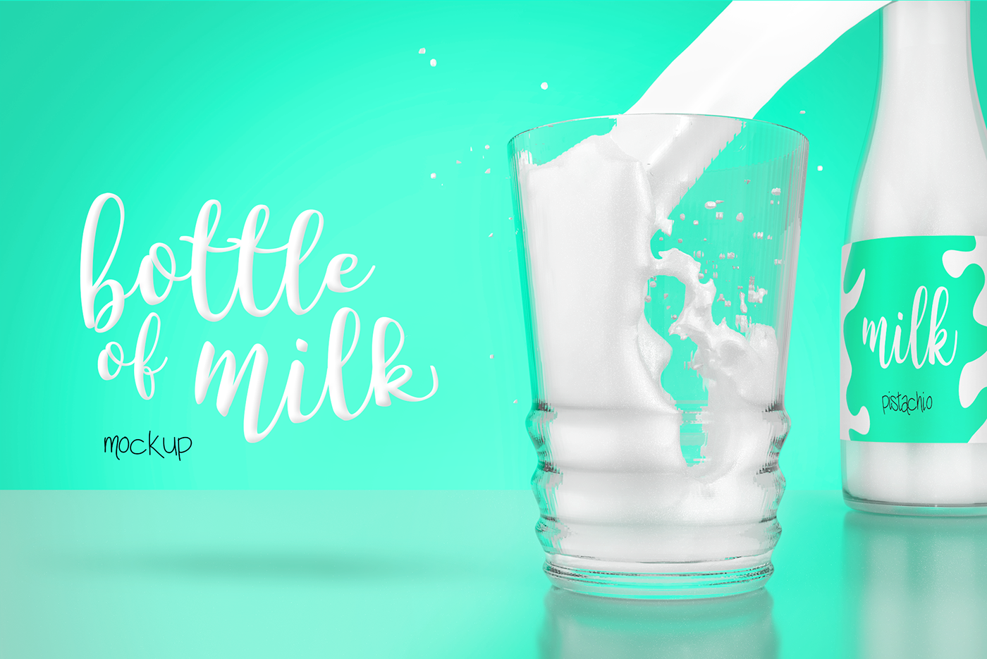 milk bottle Mockup pistachio milk download free 3D blender
