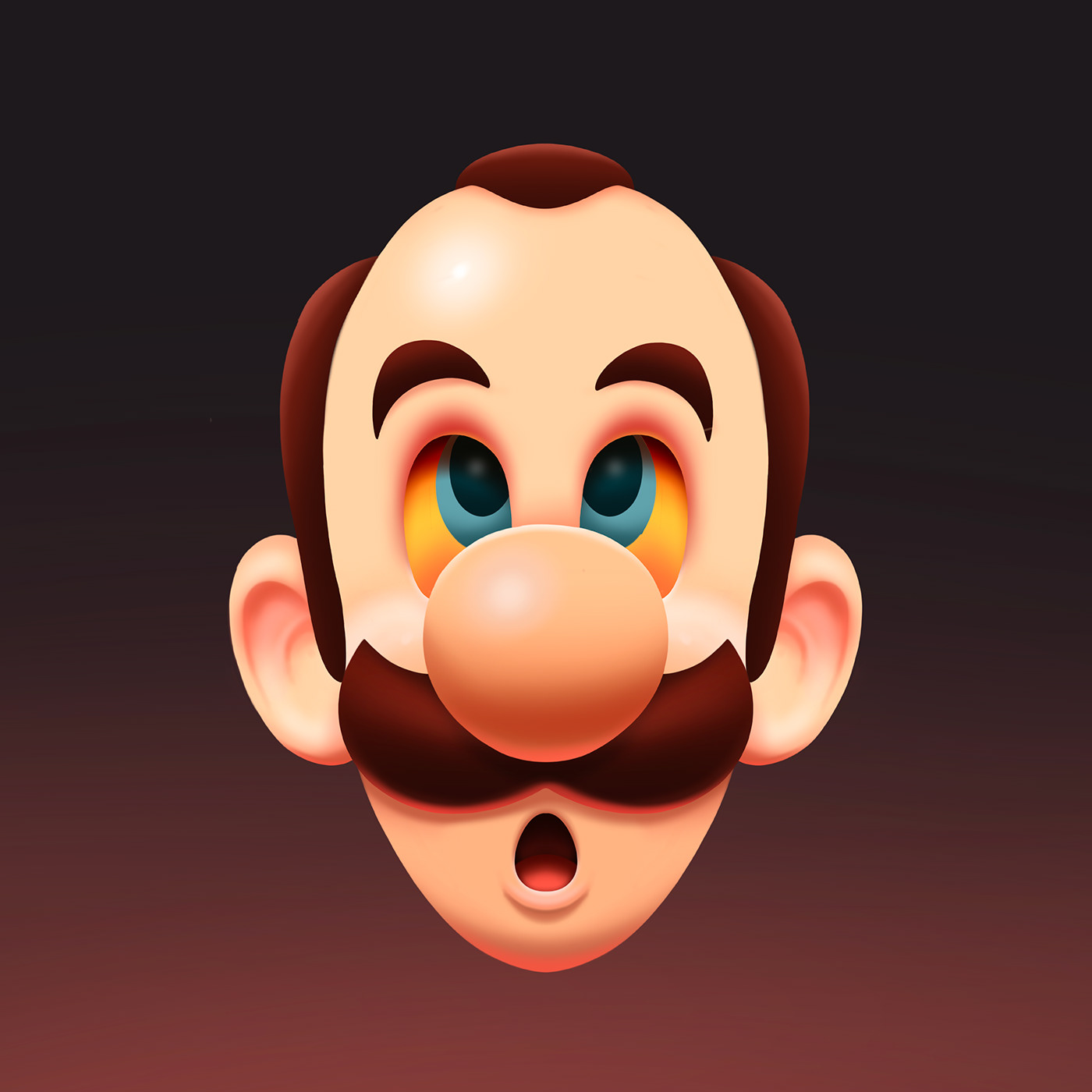 cartoon colorful digital face glossy Luigi mario Mario Bros videogame