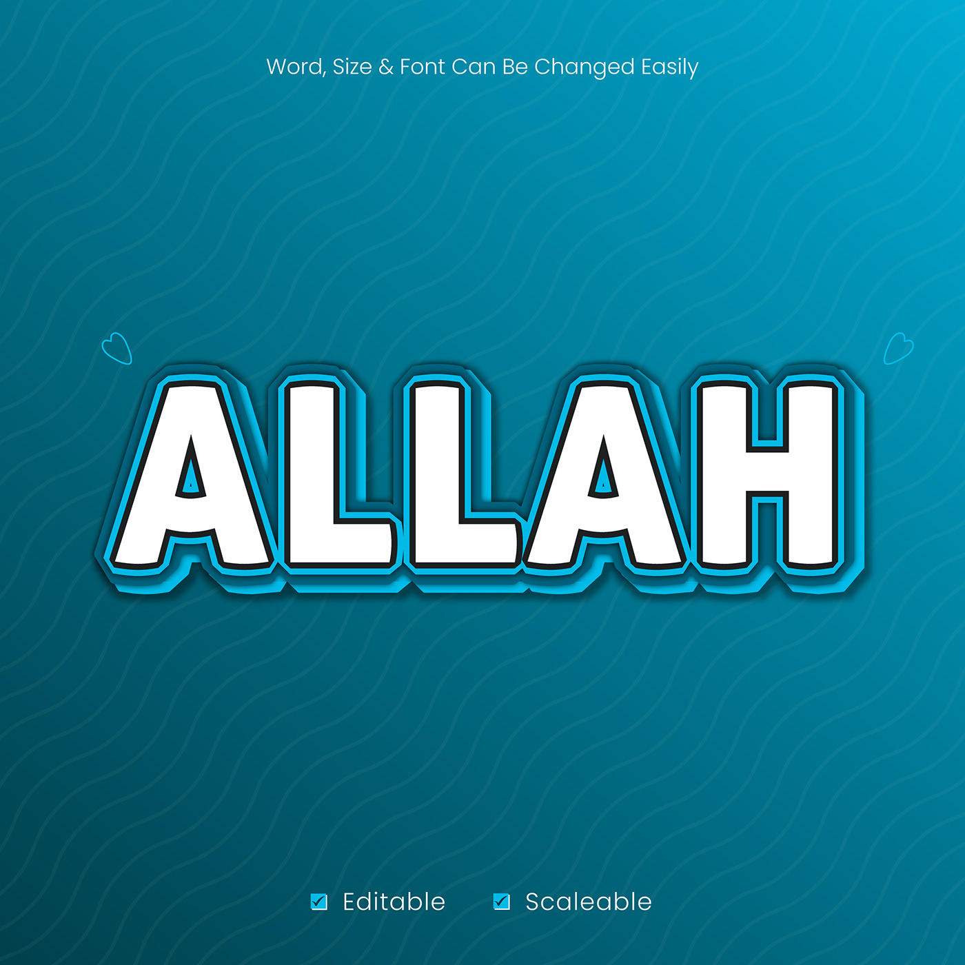 text text effect allah islamic arabic typography   editable