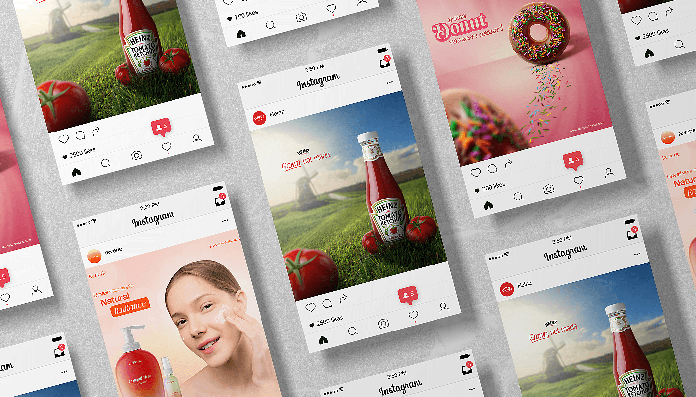 Cover page for the Advertisement and social media creatives project, shown in instagram post mockup.