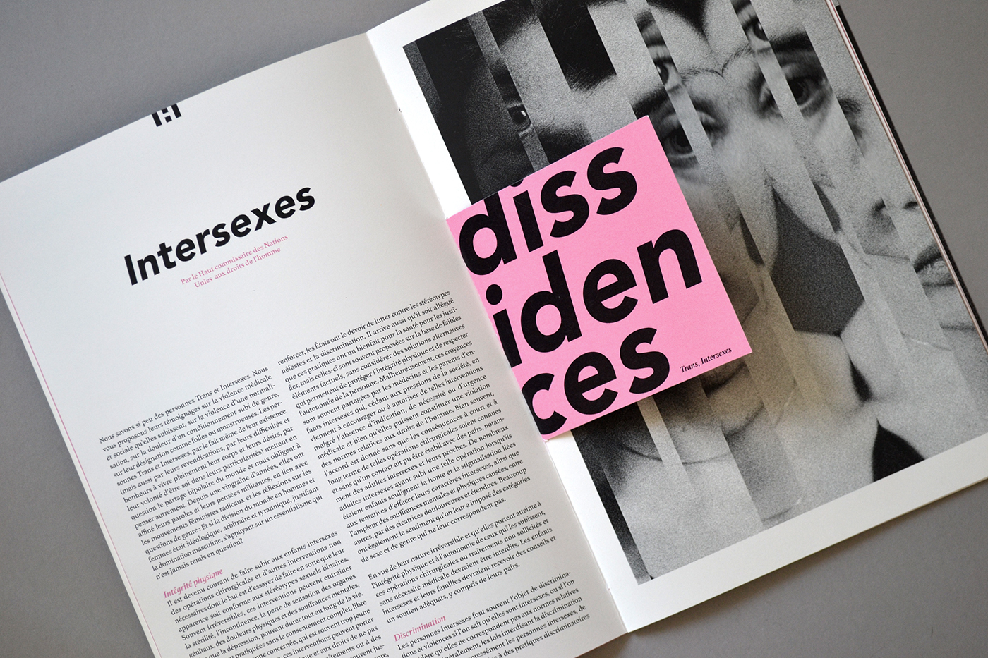 UQAM Typographie collage editorial magazine font mag pink student
