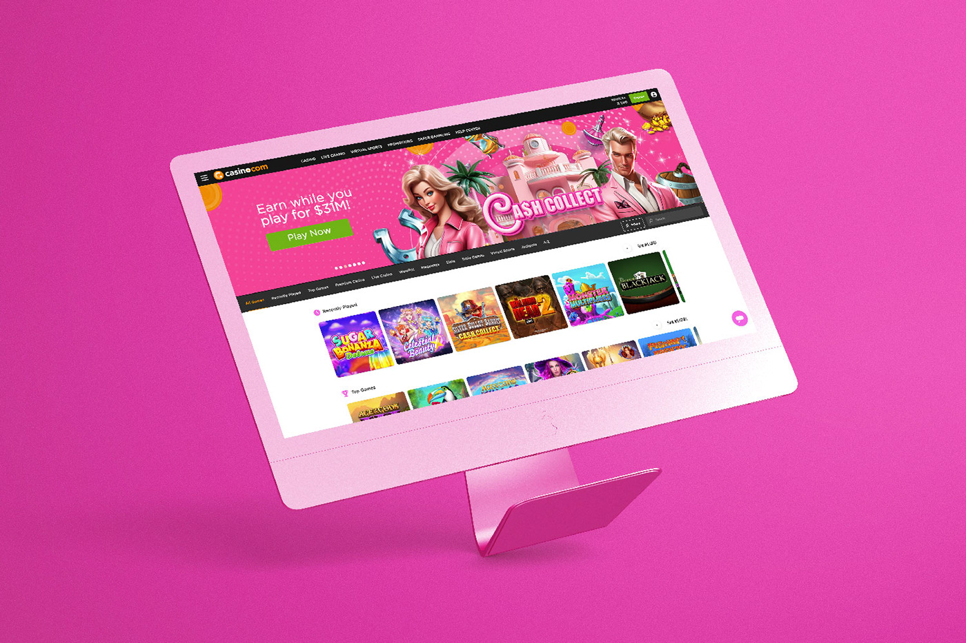 design branding  marketing   Casino Online Slots gambling Gaming barbie pink