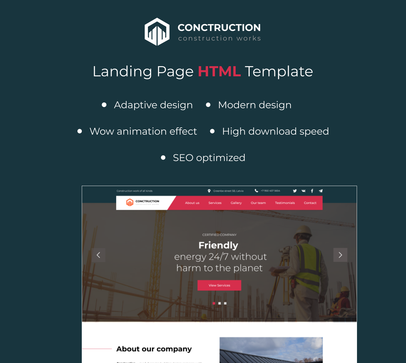 landing page construction building design Figma ui design HTML templatemonster themeforest architecture