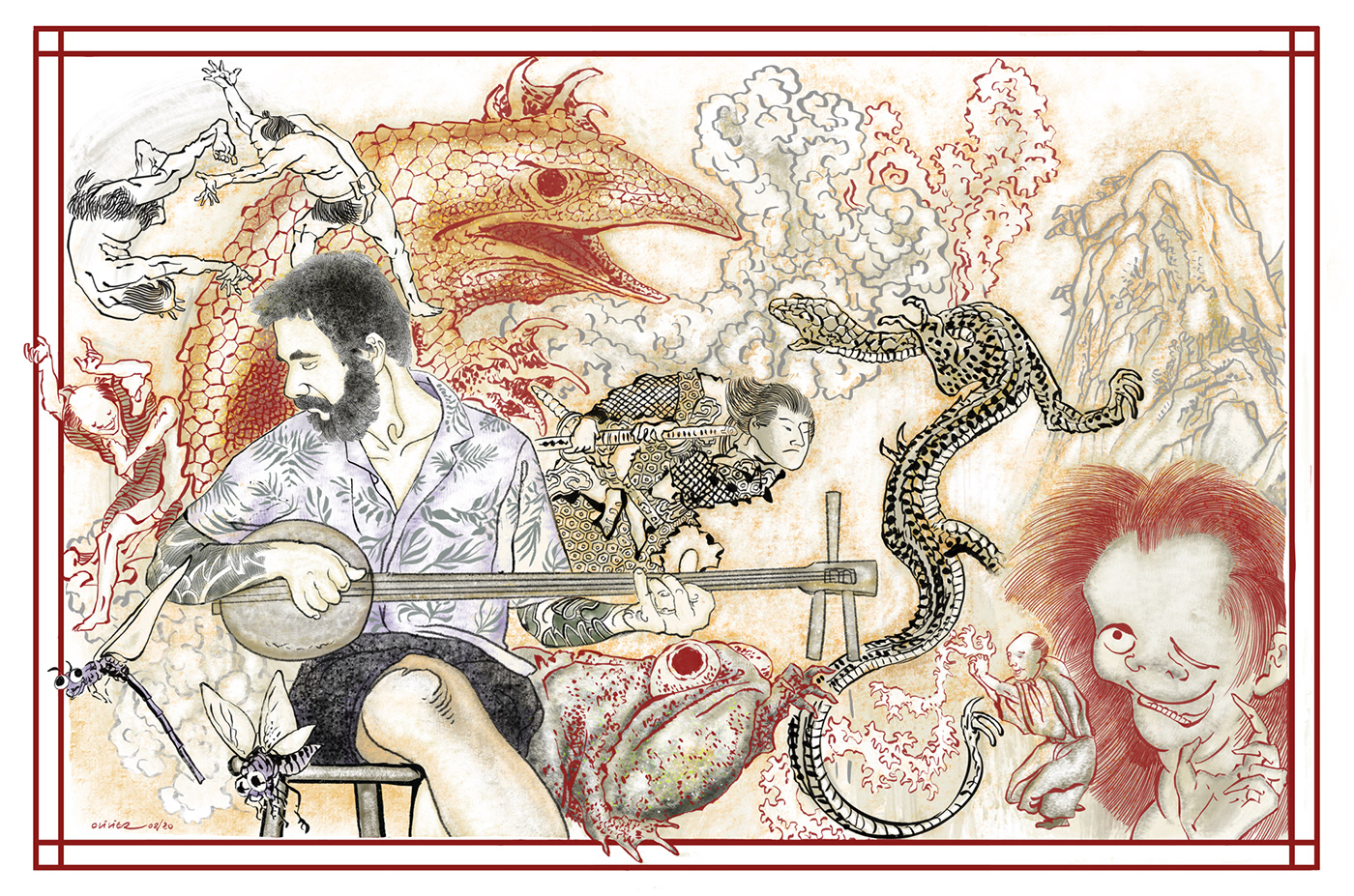 estampe Hiroshige JAPON lithographie Orient tatouage