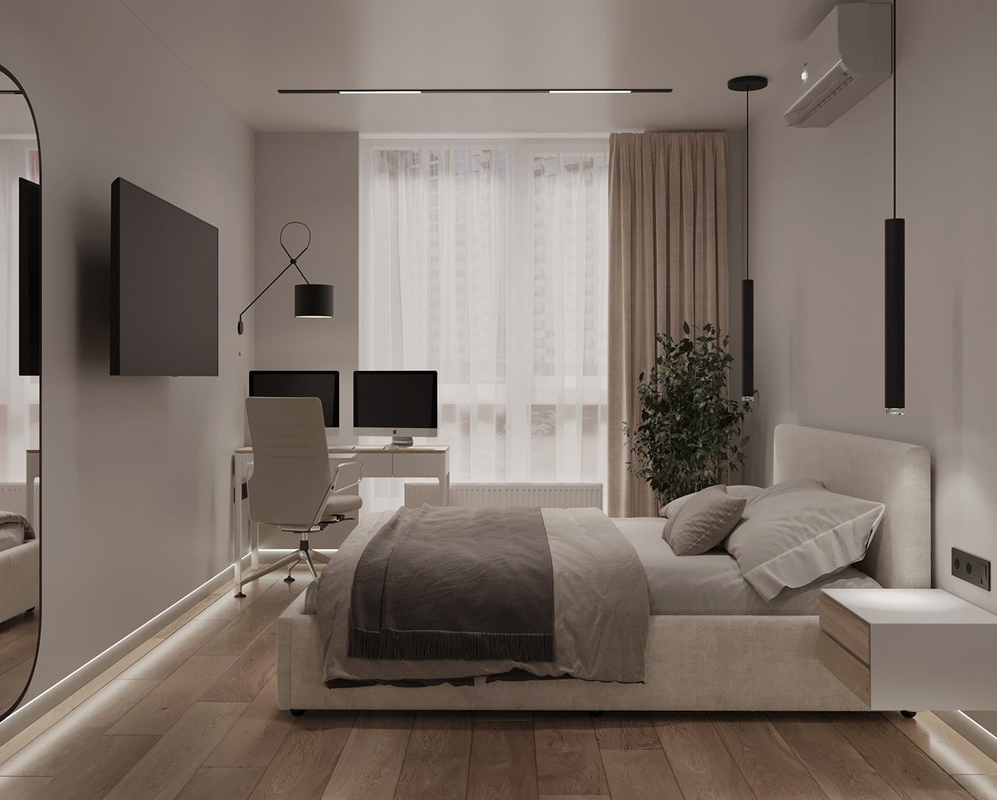bed room bedroom 3ds max visualization interior design  corona realistic 3D Render