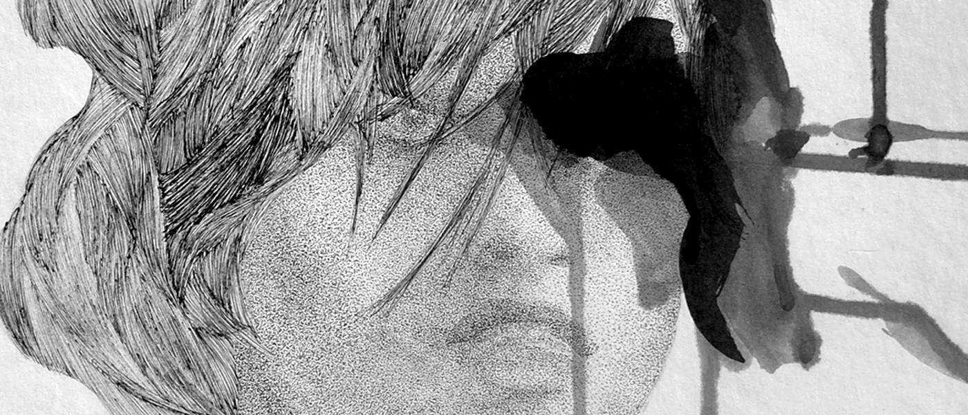 pen dots lines Patterns black and white artwork portrait woman face clothes