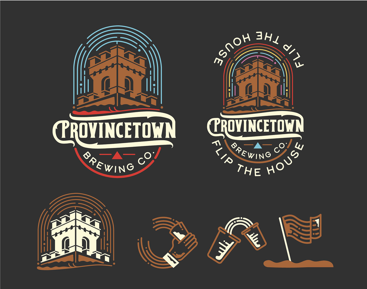Provincetown beer brewery hands icons history flag drinks