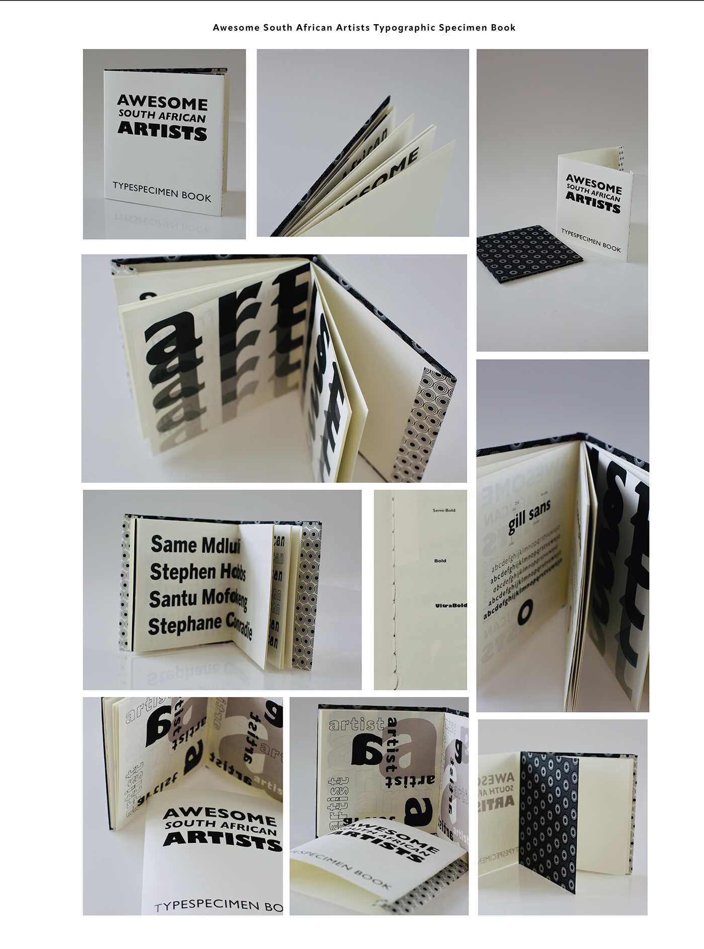 typography   south african artists Book Binding design Graphic Designer Typographic Specimen