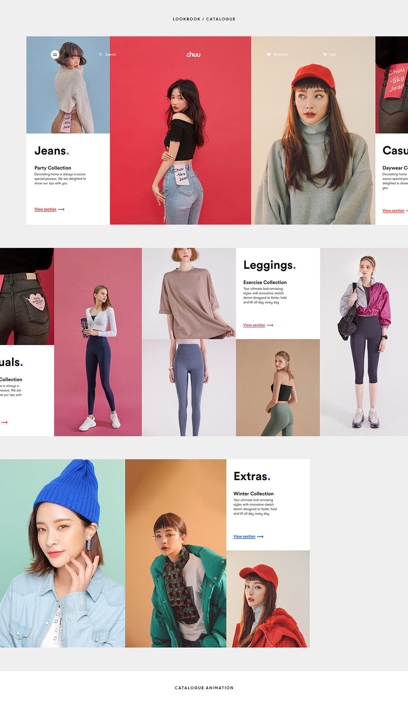 Website animation  human-centric modern UI ux apparel Chuu webapp Korea