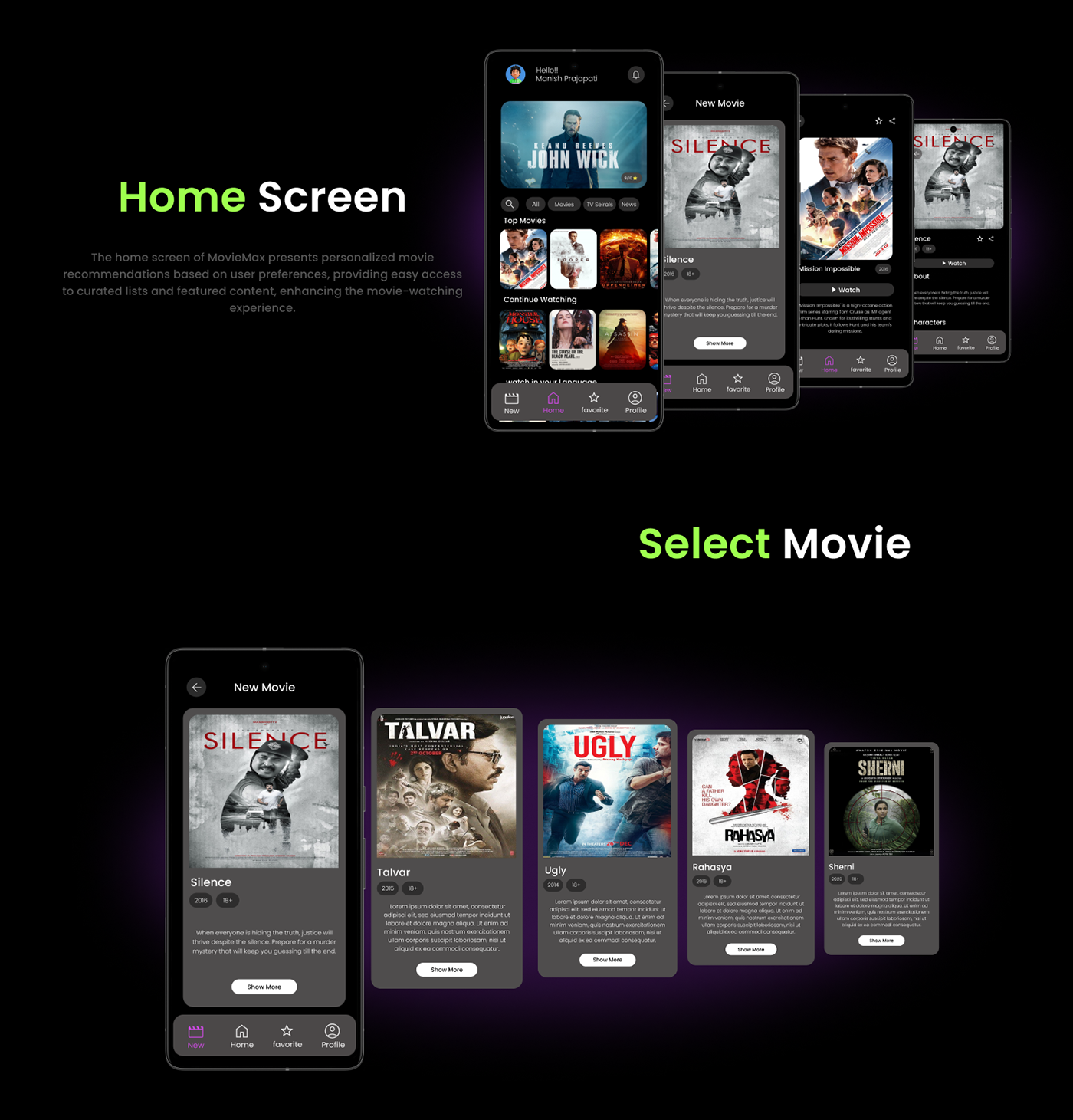 UI/UX mobile applications Case Study Figma ui design movie poster Application Design TRENDING TRENDINGDESIGN darkdesign