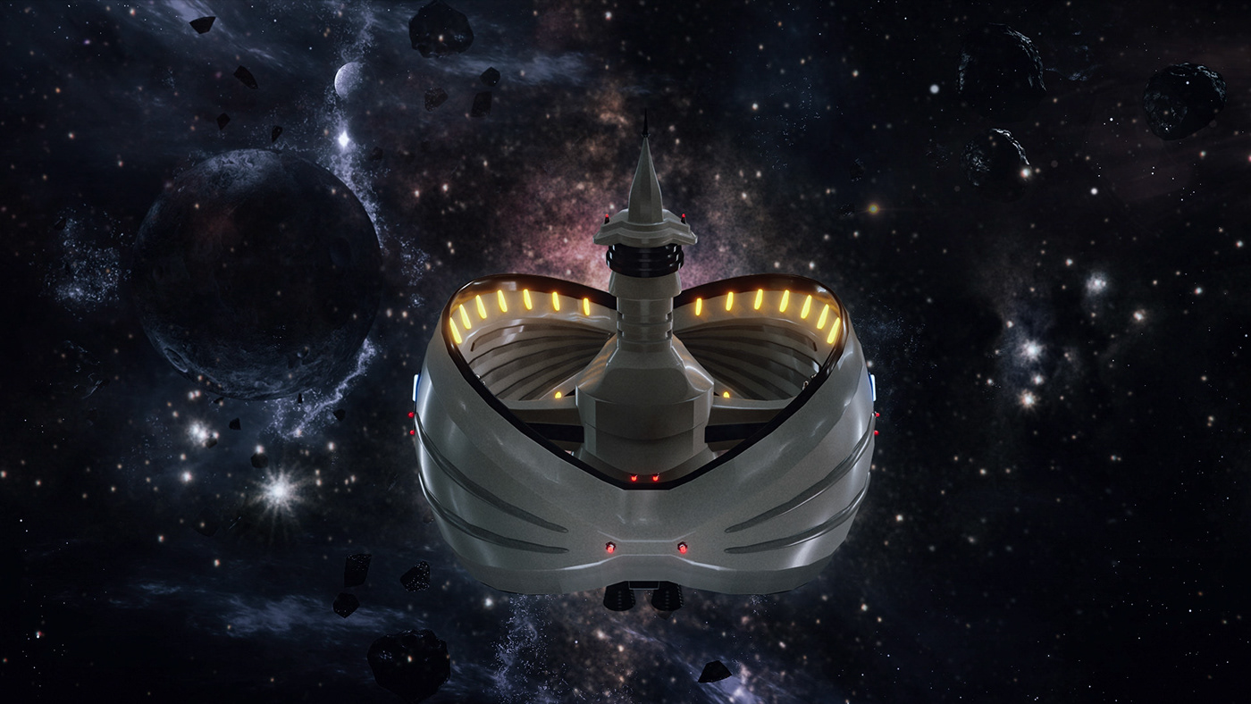 Alien Toroidal Spaceship cruising in deep space