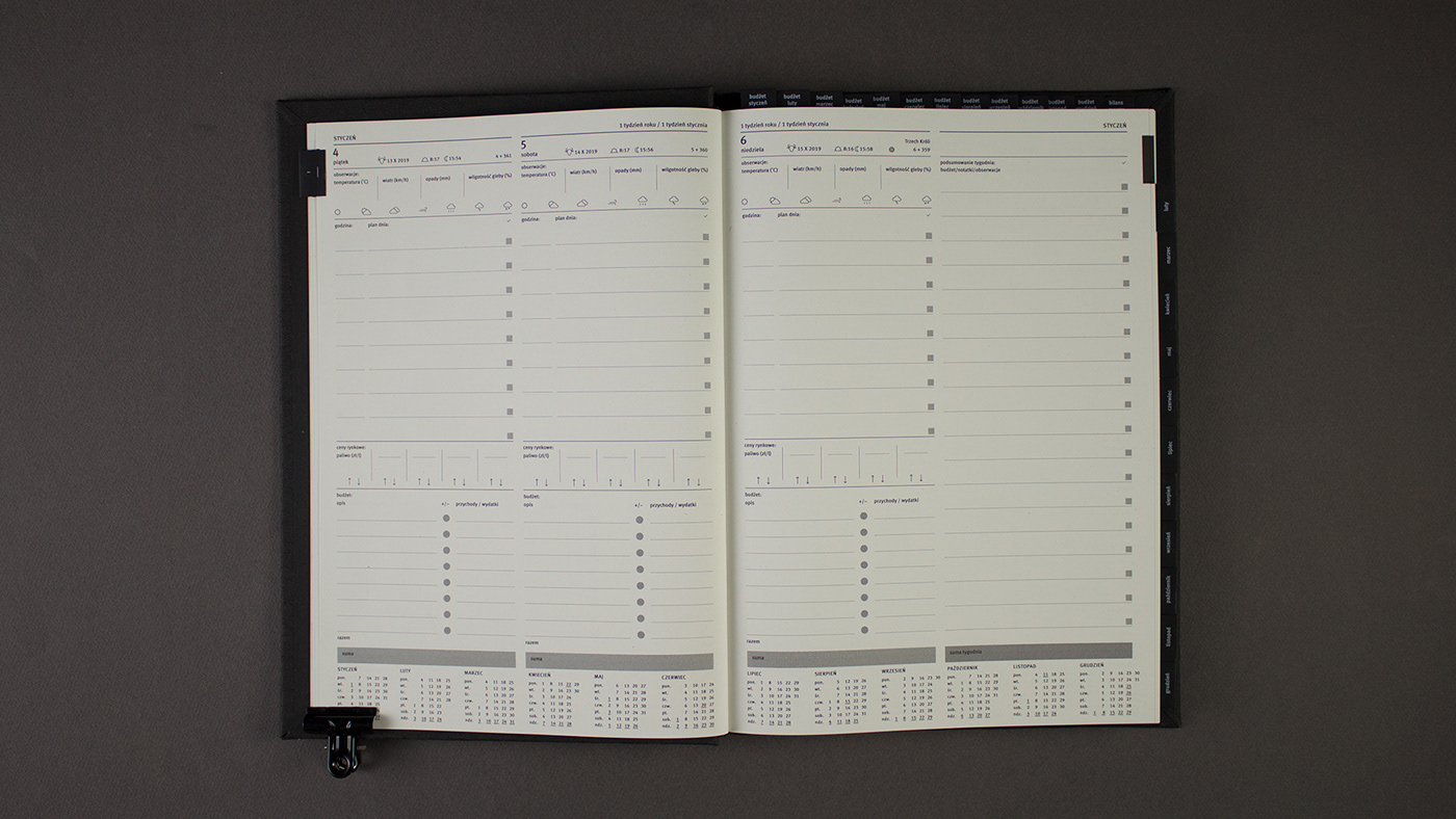 Callendar book publication black White planner organizer print farmer business