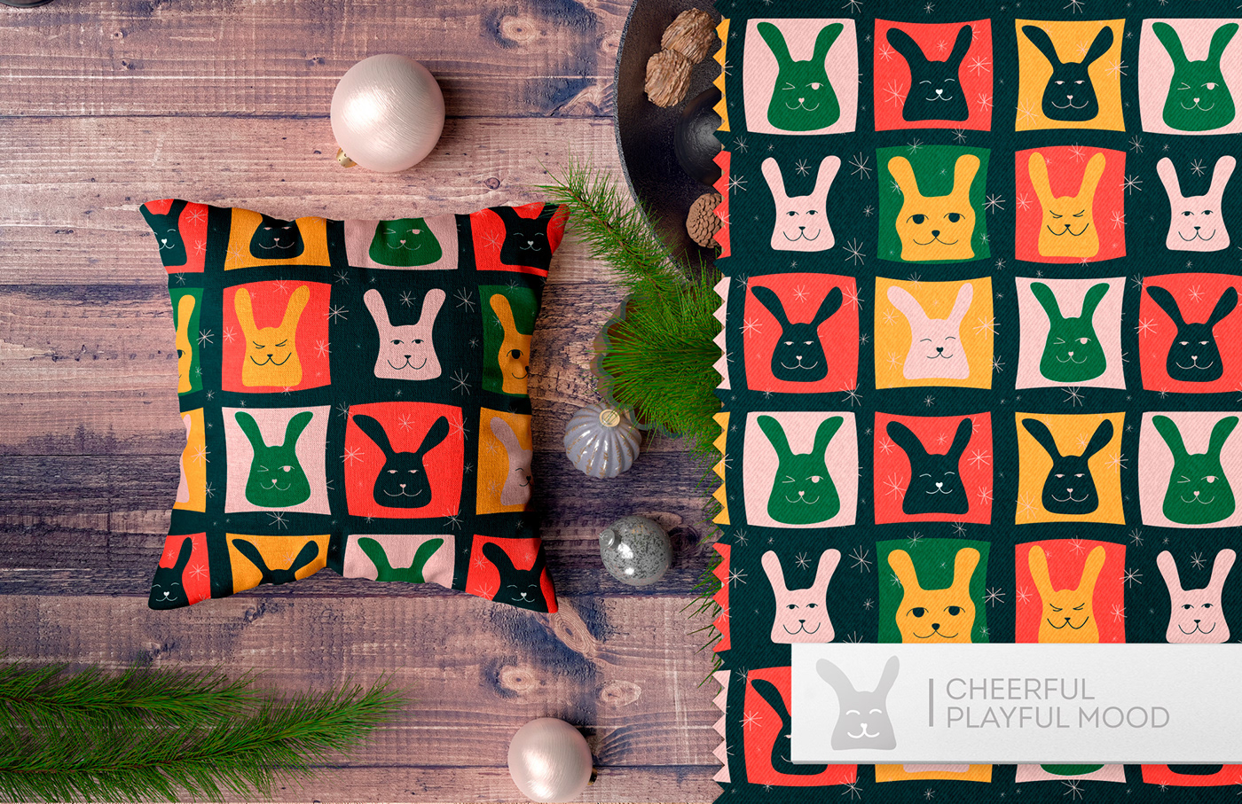 Mascot new years pattern Patterns print print design  rabbit surface design textile textile design 