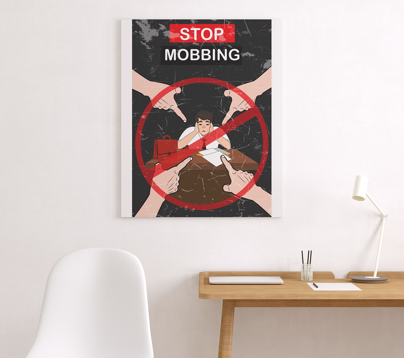 Afiş design Digital Art  Drawing  ILLUSTRATION  Mobbing poster şiddete dur de