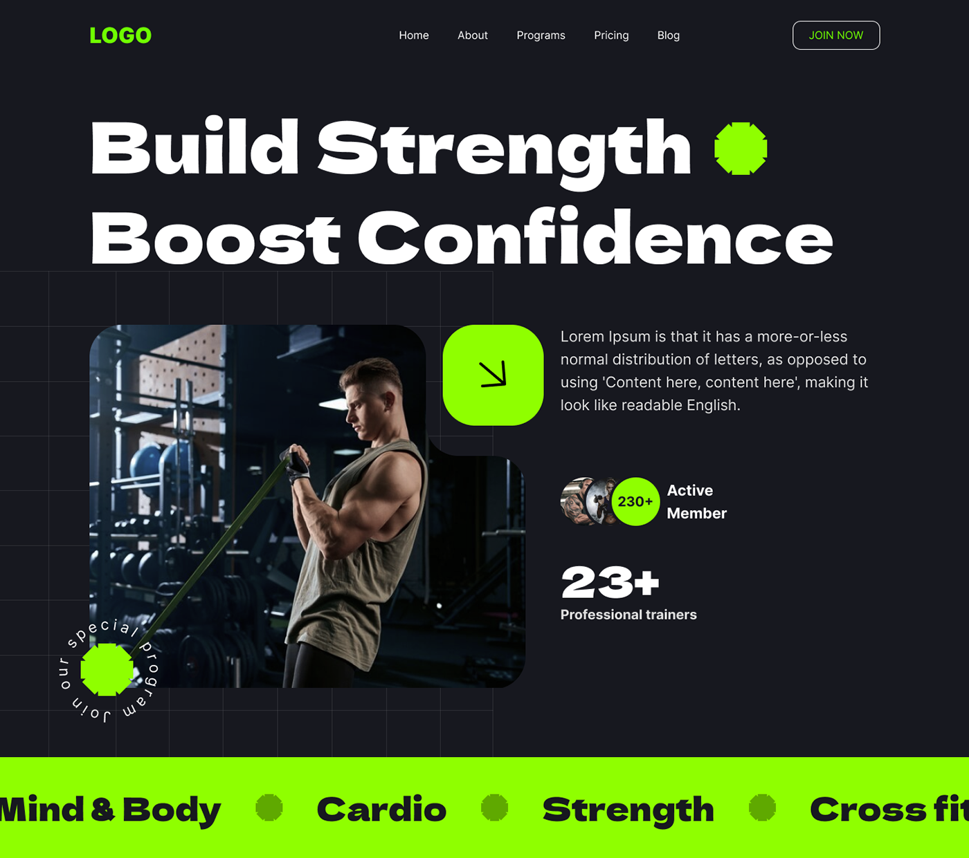 gym Health workout BodyBuilding muscle landing page Web Design  UI/UX Figma Фитнесс