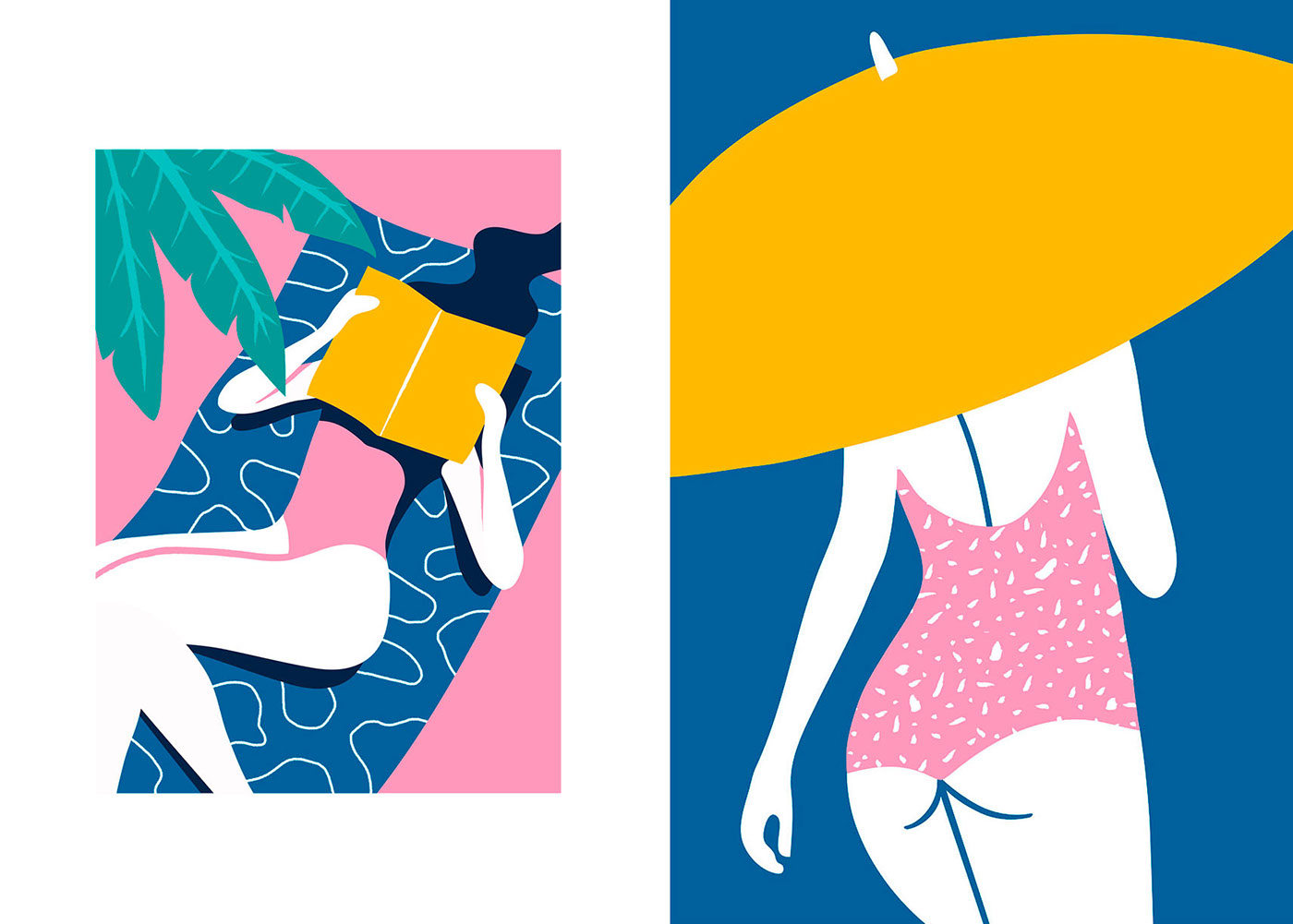 Palm Springs ILLUSTRATION  pattern poster girls Pool summer flamingo pink party