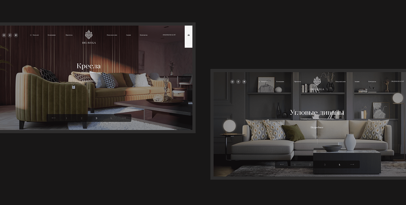 Ecommerce store shop UI ux minimal luxury furniture White black