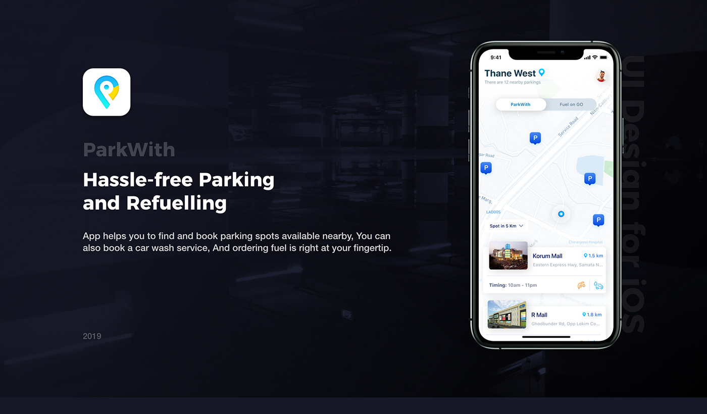 UI ux design app parking fuel Interface mobile portfolio ios