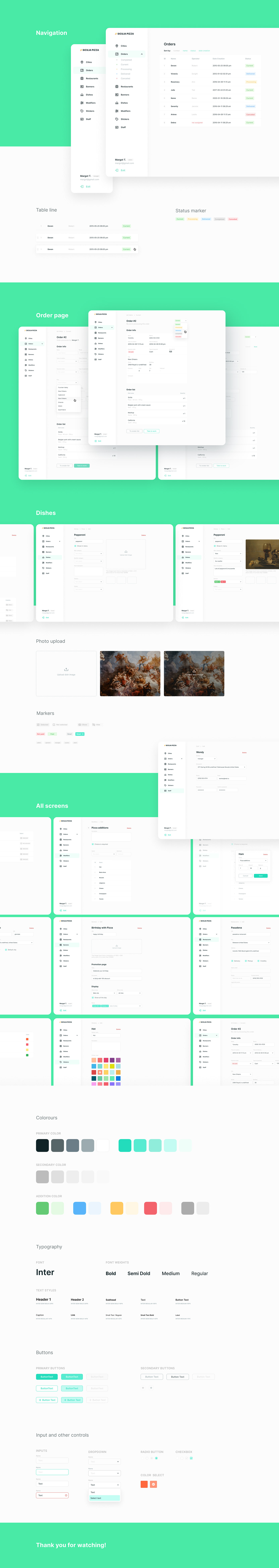 admin panel date delivery Food  Form table UI ui kit ux
