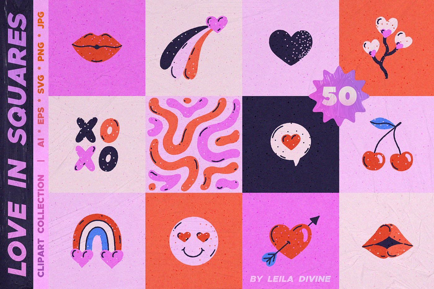 ILLUSTRATION  vector clipart Valentine's Day Love heart valentine Collection design pattern