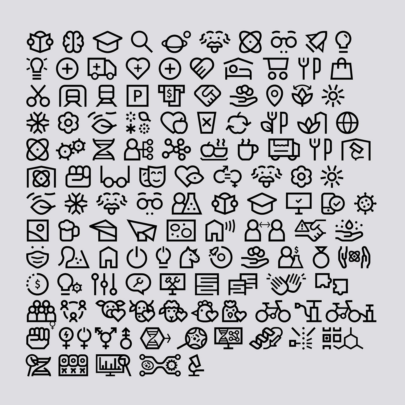 font icons pictograms science typedesign