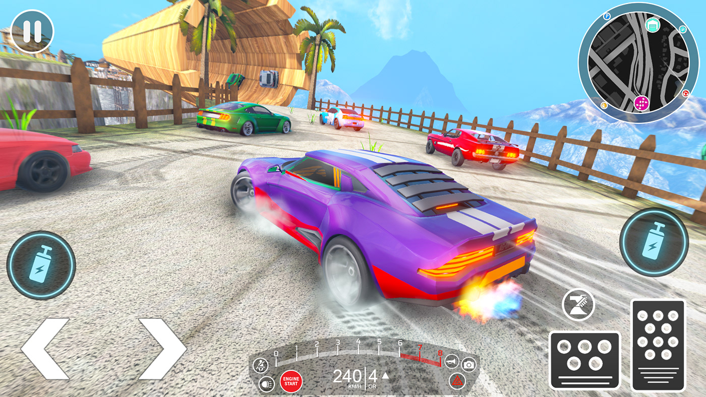 Vehicle car 3D Render muscle car stunts Racing game action adventure