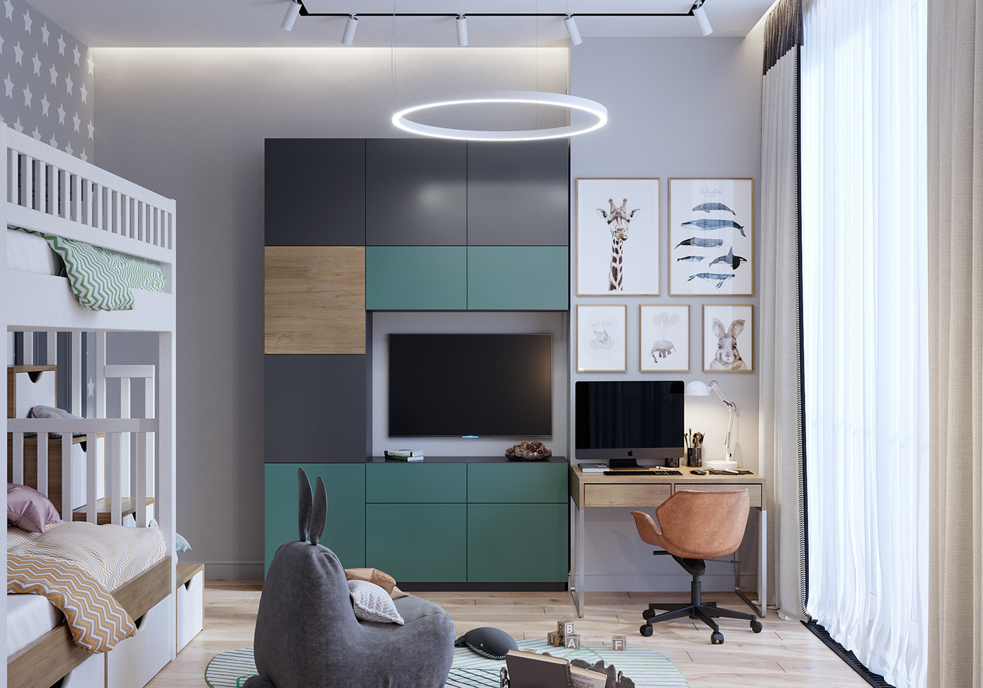 Interior Visualization corona render  black interior 3D Visualization kitchen living room bathroom