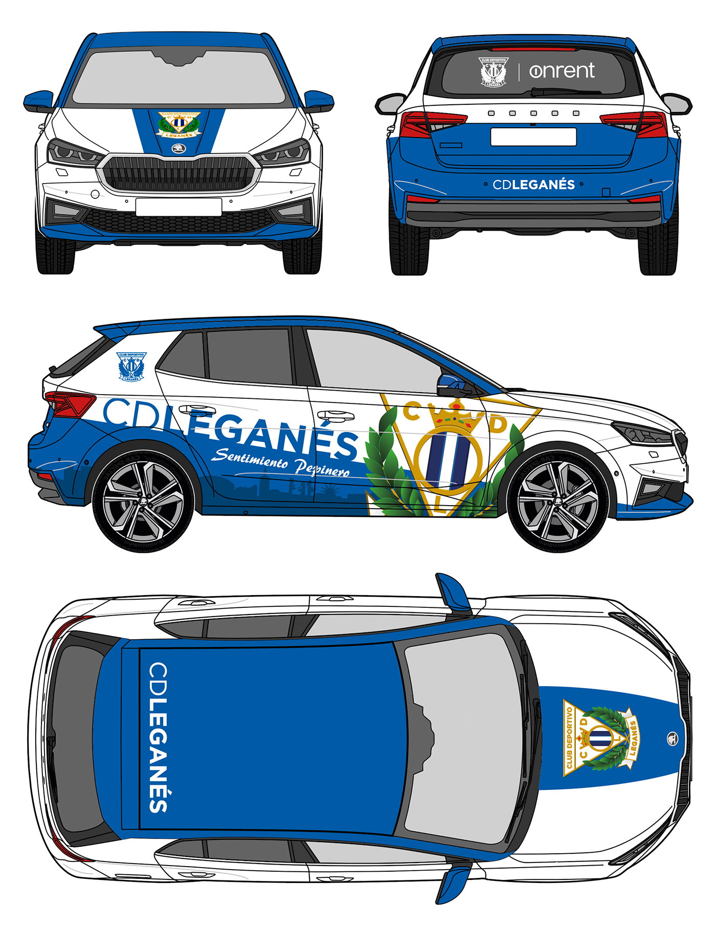 car car design coche diseño gráfico Futbol Illustrator laliga leganes planimetria vinilo