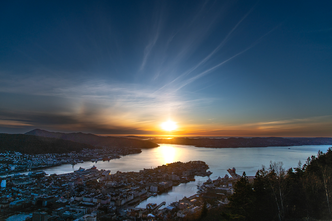 sunset Bergen floyen norway Landscape Photography  sun dog
