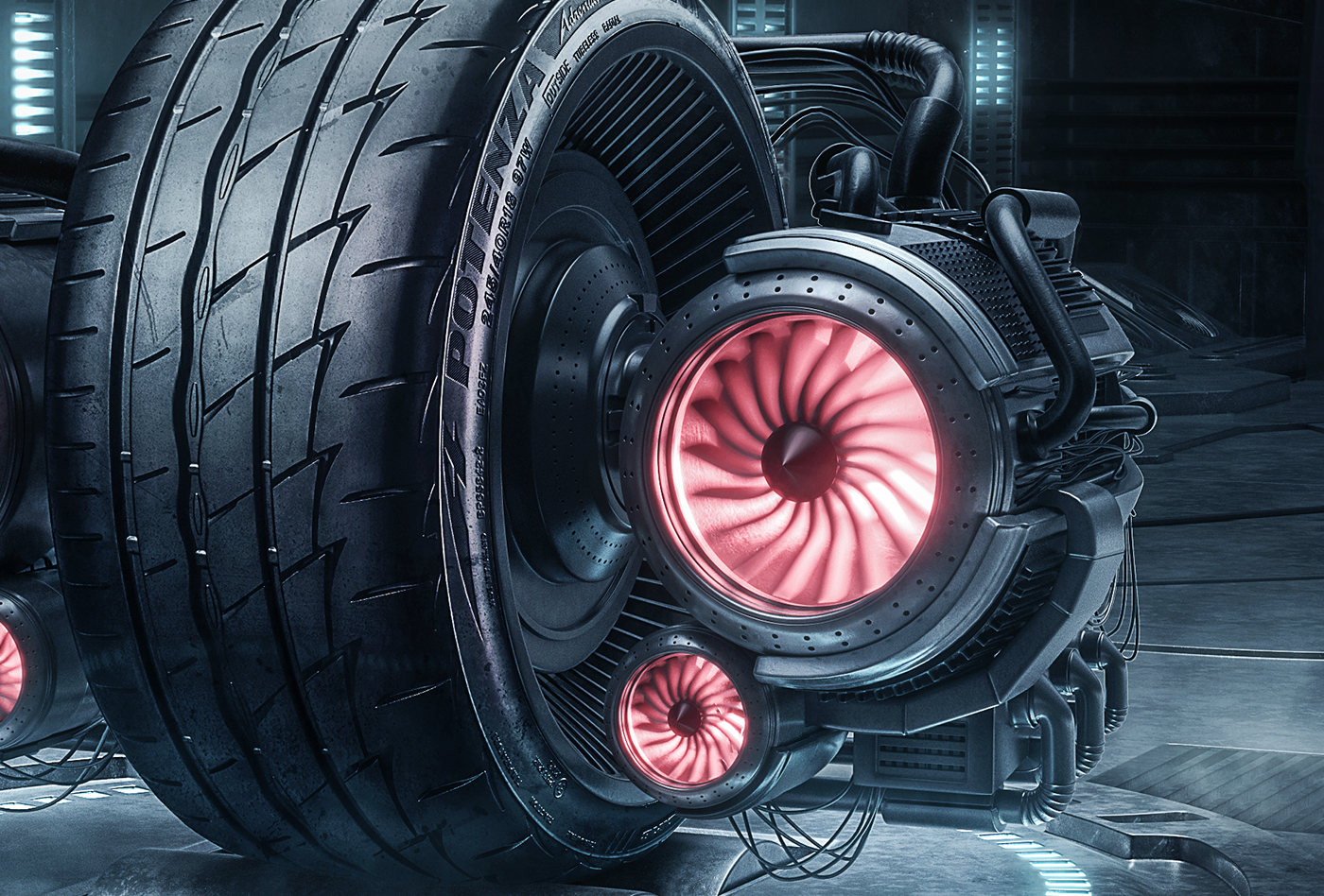 CGI tires automotive   Bridgestone Icon dubai retouching  High Speed engine boost