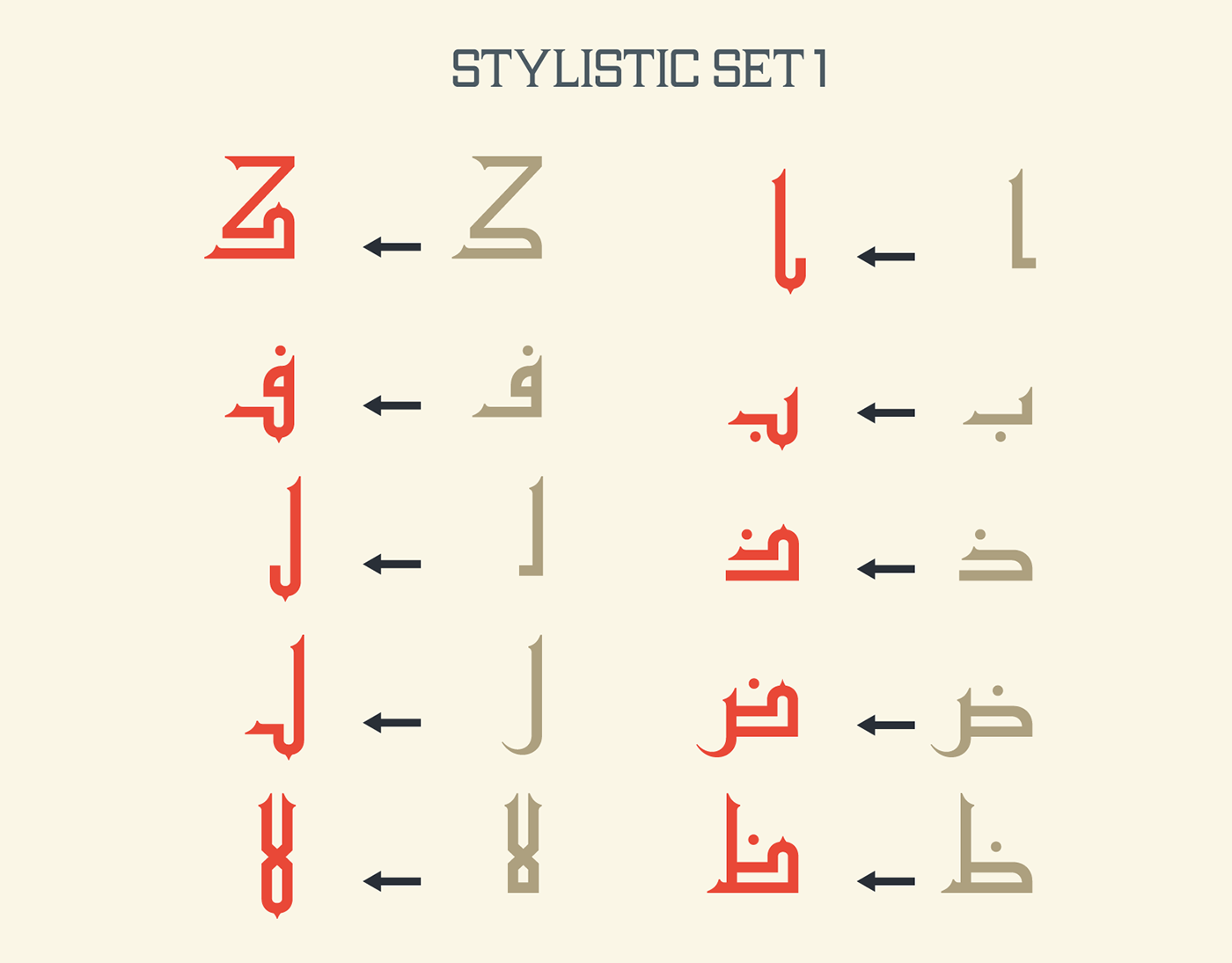arabic font font lettering letters type design Typeface zinun font خط عربي يوسف ذنون