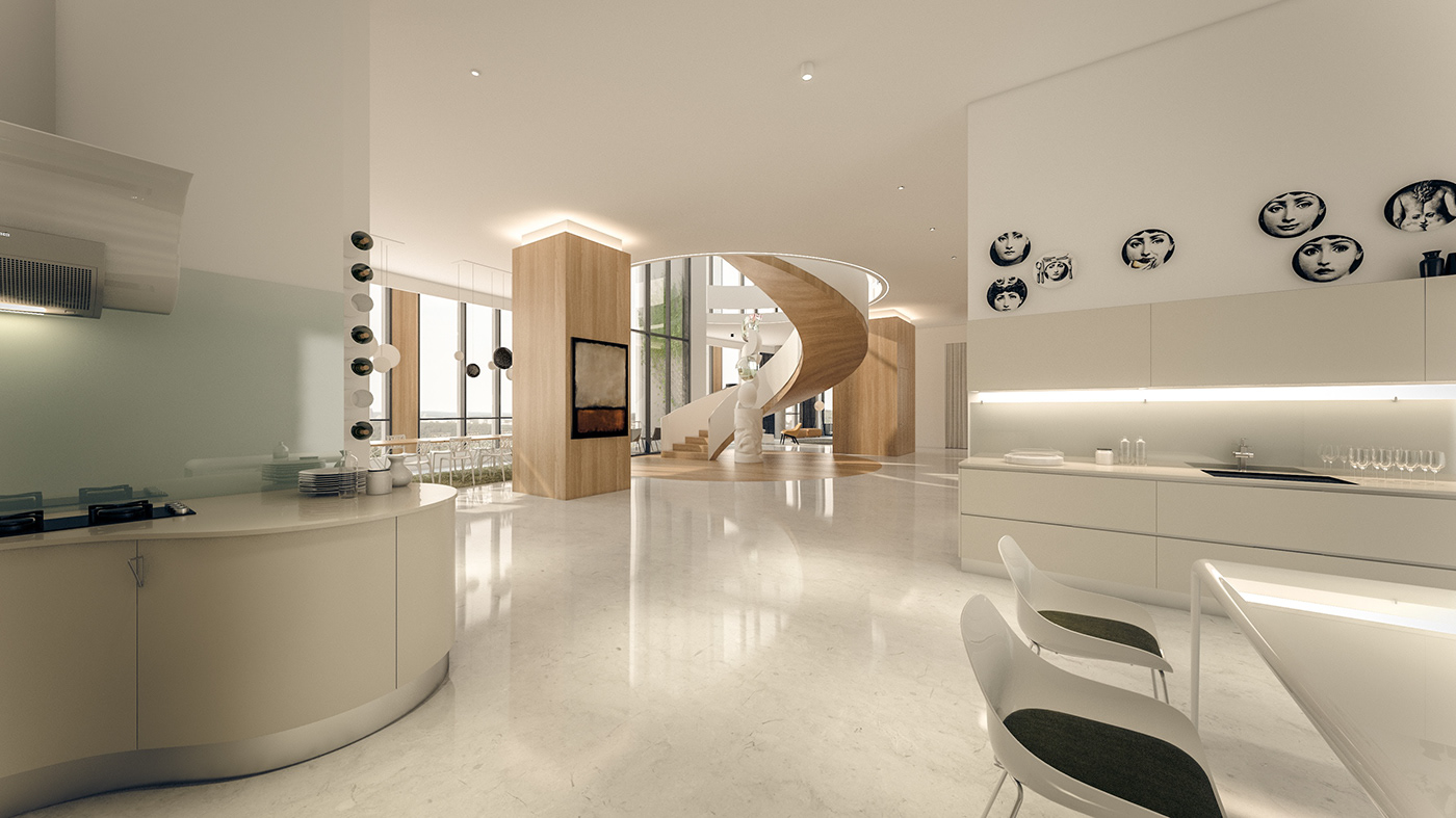 3D 3dsmax archviz CGI Interior penthouse photoshop Render visualization vray