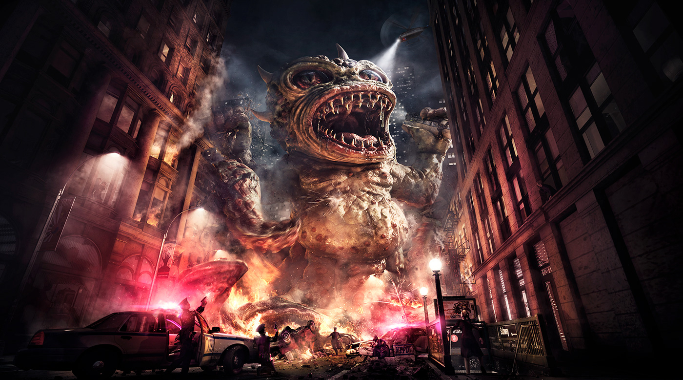 alien apocalypse artwork creature debris Digital Art  dragon godzilla monster monster design