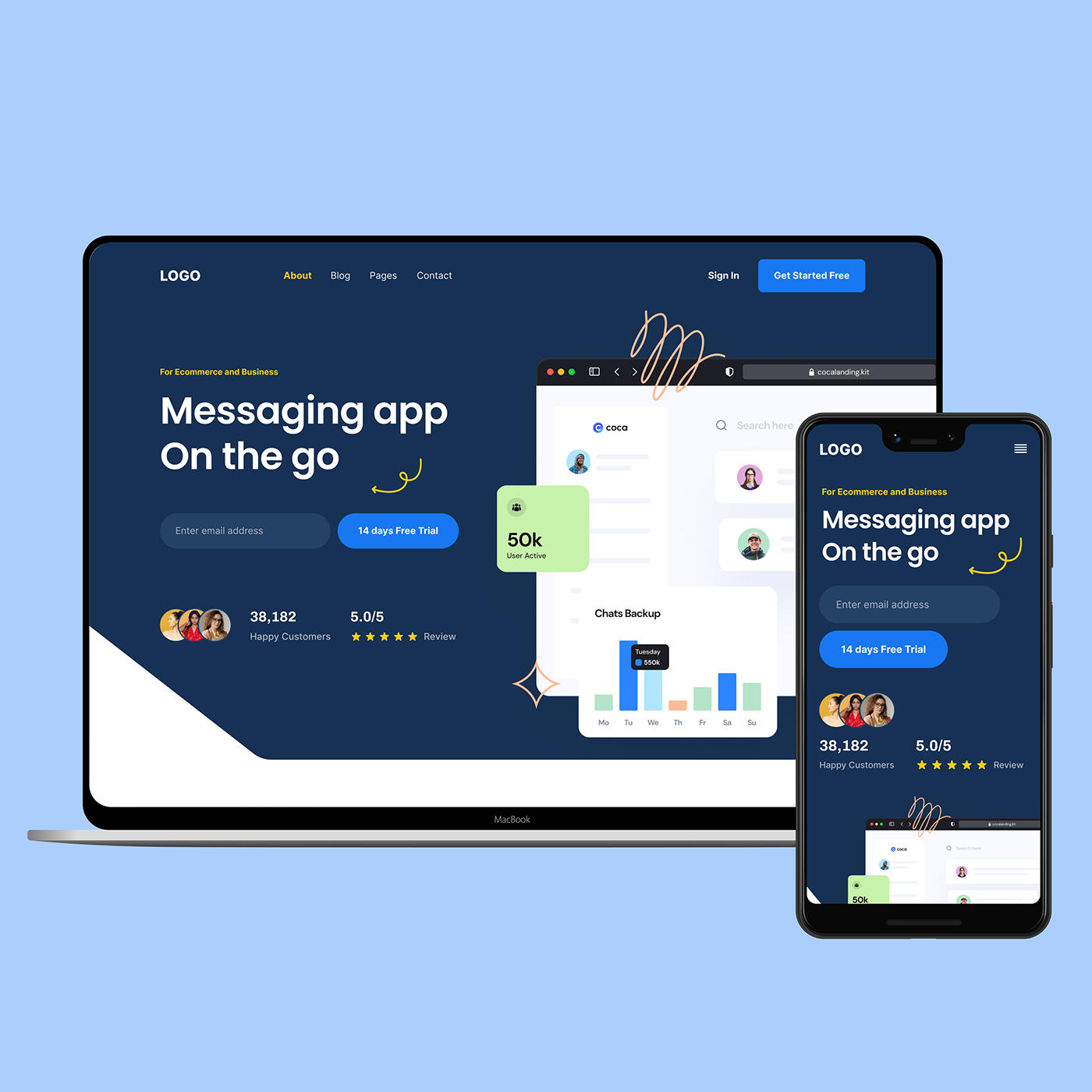 messaging messaging app landing page design figma design UIUX designer Website Design Webdesign