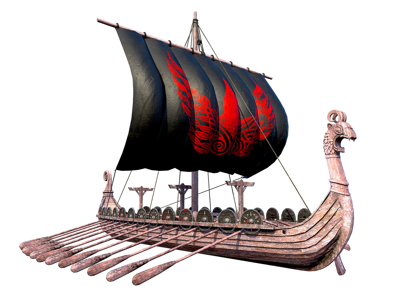 3D art artwork Drakkar fantasy Long Ship props ship VIKING SHIP visualization
