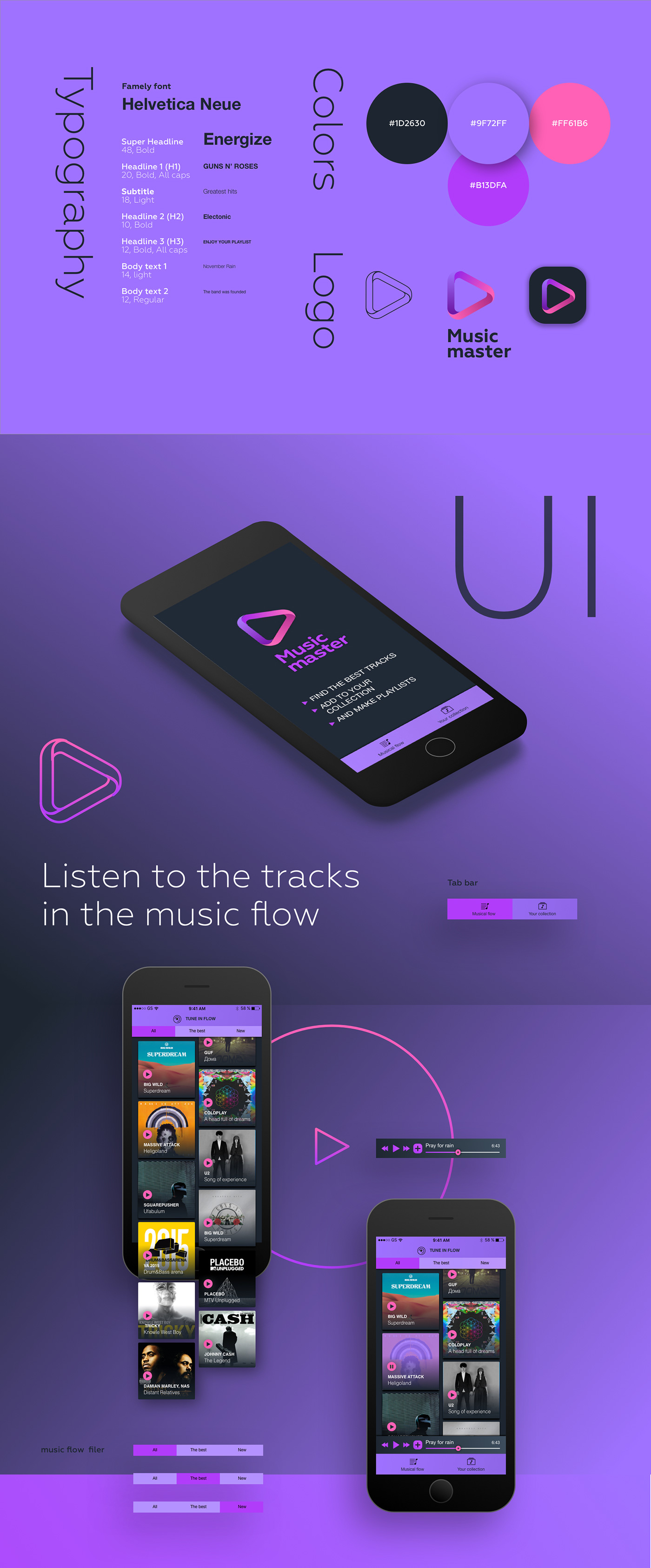 app music music app Music Player music master Prototyping mobile app concept Music player concept ux/ui concept