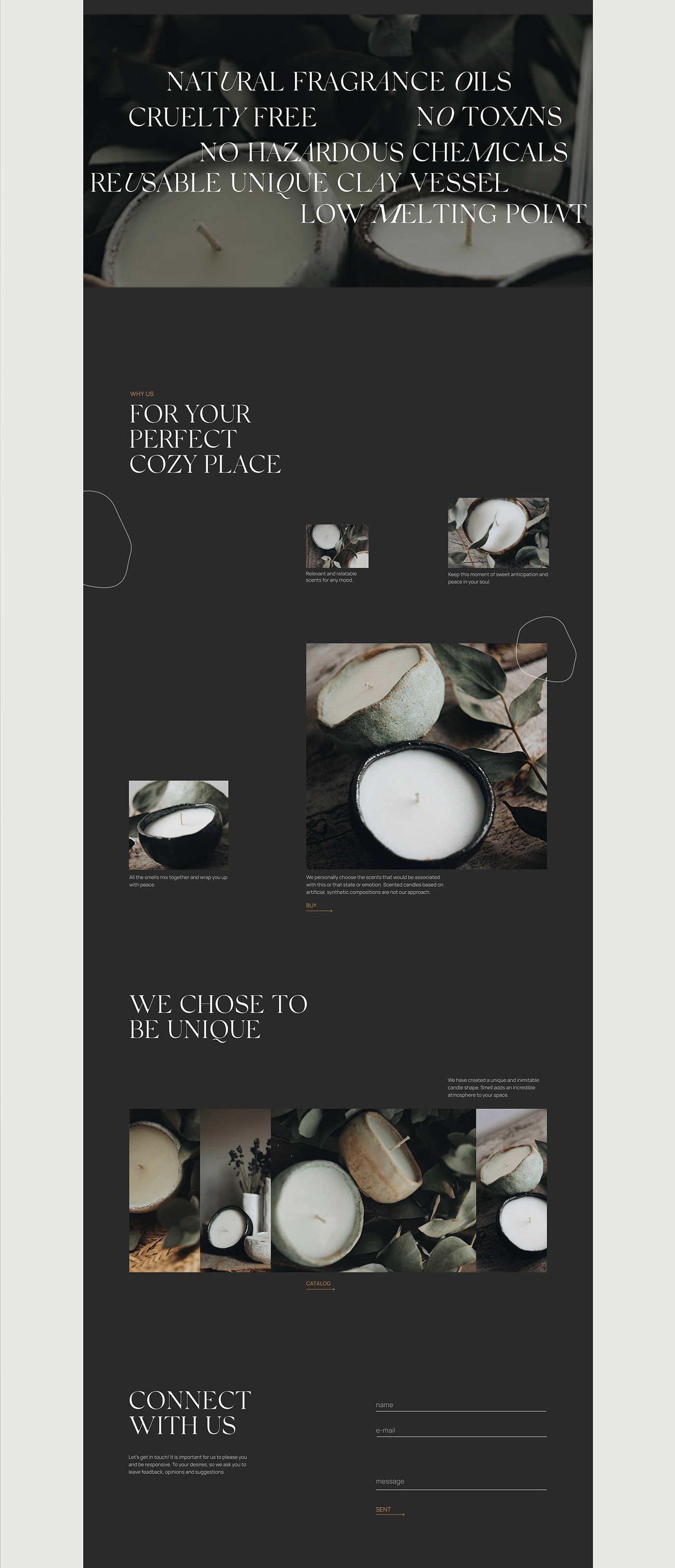beauty candels landing page Minimalism typography   UI UI/UX Webdesign Website