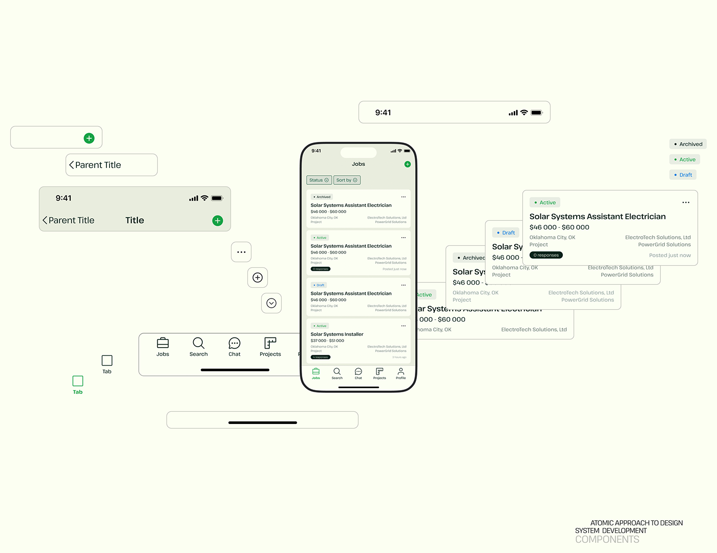 Mobile app UI/UX app design green app icon ios mobile ux HR